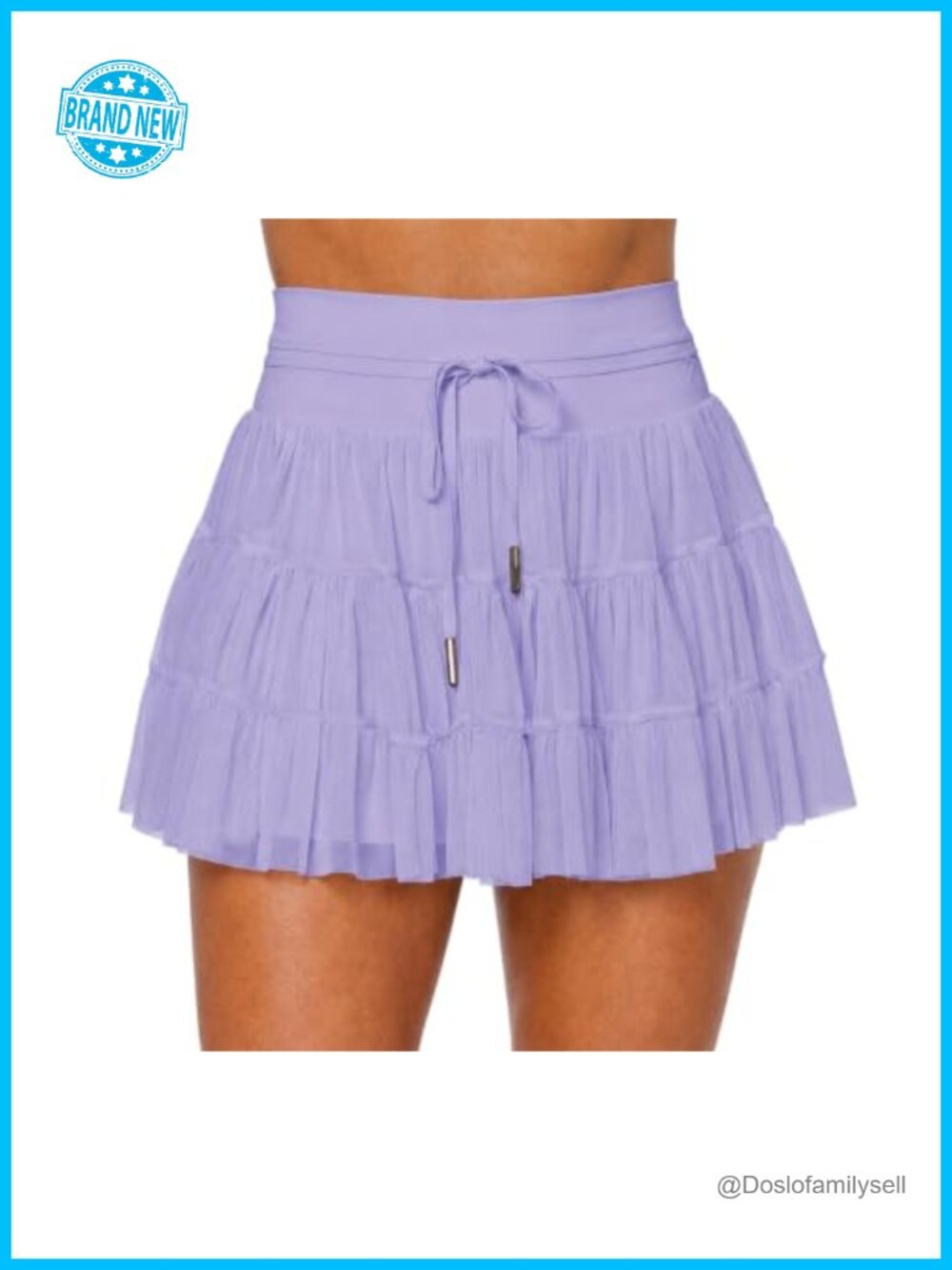 Women High Waist Mini Skort Flowy Ruffle Tennis Golf Skort